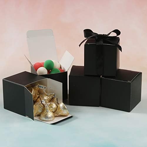 COTOPHER 100шт Малки Подаръчни Кутии, Кутии за подаръци 2x2x2 инча Хартиени Подаръчни Кутии с Панделки Кутия шоколадови Бонбони, за Сватбени Подаръци, Детски Душ Булчински