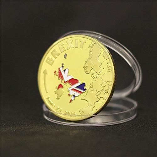 Иконата Brexit Изход Англия от Европейския Съюз 24-каратная Монета От истинско злато С покритие 40 х 3 мм, Декоративни Монети