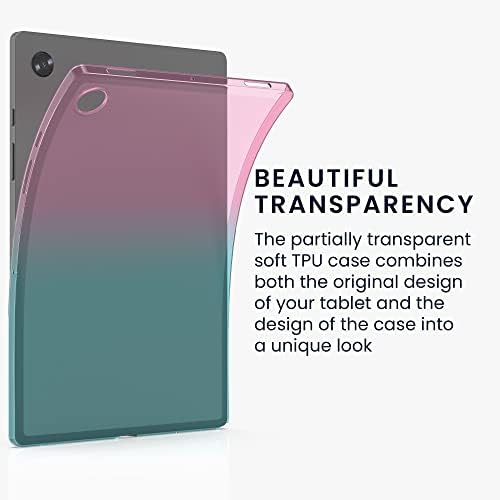силиконов калъф kwmobile TPU, съвместим с Samsung Galaxy Tab A8 10.5 (2021) - Мек, Гъвкав Защитен калъф - два цвята-Тъмно-розов/Син / Прозрачен