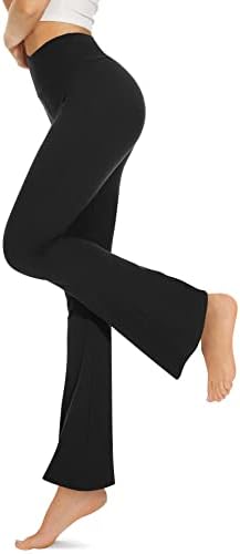 Дамски Черни панталони за йога ESOFT с джобове, Разкроена Гамаши с Кръстосано деколте и висока талия