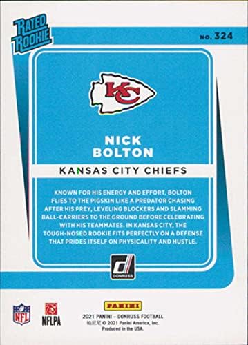 2021 Donruss 324 Ник Болтън, футболна карта начинаещи NFL Канзас Сити Шефове (RC - Новобранец Card) NM-MT