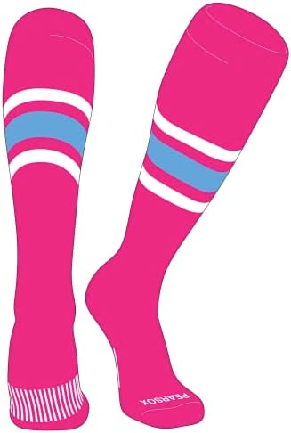 Шарени безрецептурные чорапи за бейзбол, софтбол, футбол КРУША СОКС (B) Ярко-Розово, Бяло, синьо небе