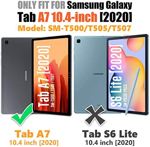 Калъф SEYMAC за Samsung Galaxy Tab A7 10,4 2022/2020 с защитно фолио за екрана, въртящи се на 360 градуса стойка и каишка за ръка, който предпазва от падане калъф за Galaxy Tab A7 10,4 (T503/T509/T500 /T505 / T507),