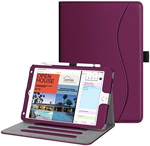 Калъф Fintie за iPad Mini И 4 - [Ъглова защита] Многоугольная Защитно покритие за фолио Smart Stand с джоб, автоматично включване / изключване, съвместима с iPad Mini 5-то поколение 2019 (лилаво)