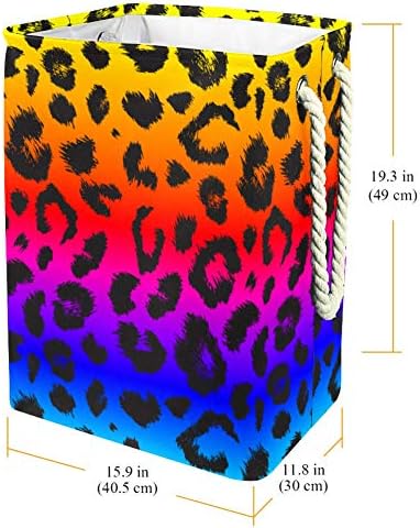 Inhomer Леопардовый Модел Цвят на Дъга 300D Оксфорд PVC, Водоустойчив Кошница За Дрехи, Голяма Кошница за Дрехи за Одеяла Дрехи Играчки в Спалнята