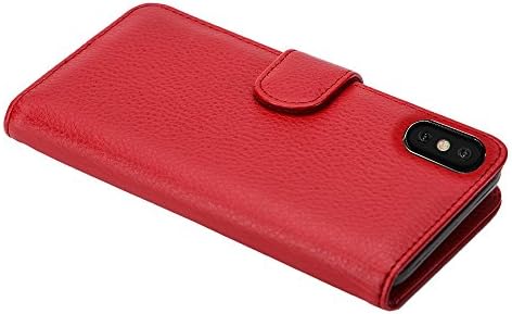 Калъф-за награда Cadorabo, съвместим с Apple iPhone X/XS, червен цвят Inferno - с магнитна закопчалка и 3 слота за карти в Чантата си Etui Cover, калъф от изкуствена кожа с панти капак
