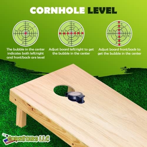 CornStars Чукни Level - Мигновени и прецизни измервания за всички дъски и комплекти с царевица дупки - Подобряване на играта на открито - Хвърлят торби с царевица дупки на преки комплекти с царевица дупки - Използвайте