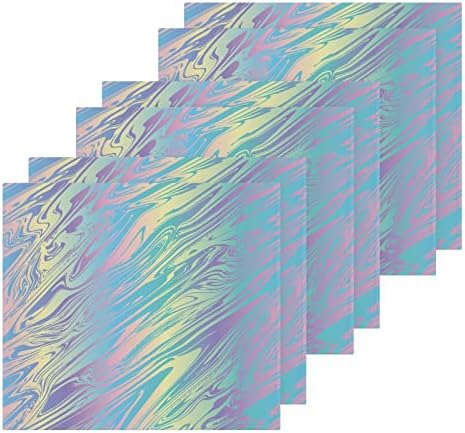Комплект кърпички за миене на съдове ALAZA Rainbow Color Marble (23d1) - Опаковка от 6 Памучни Кърпички за лице, е добре Абсорбираща влагата и меките на допир хавлиени кърпи за пръстите (238ri3a)