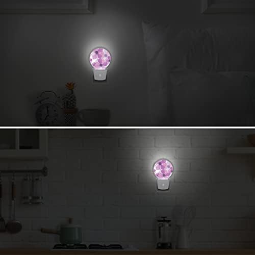 DXTKWL Лилаво Кръгли Нощни осветителни Тела с цветен модел, 2 опаковки, Вставляемые в цвете led нощни лампи с Автоматичен Сензор за Здрач до Зори, Лампа за Детска Стая за Момчета и Момичета