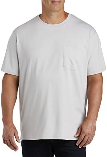 Мъжки ризи с джобове DXL Big & Tall Essentials с 2 джобове | Памук Черно, Без етикет, с кръгло деколте и джобове