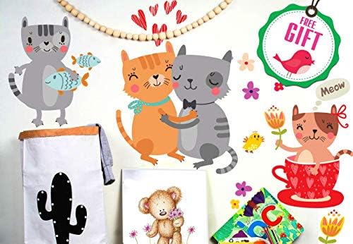 Стикери за стена с Котки за деца - Детски Винил Декор за Дома - Сладък Стикери с животни за Спални, Игри стая