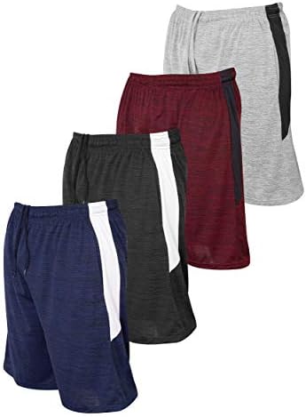 Мъжки къси панталони за фитнес Reset, Мъжки Спортни къси Панталони с Джобове, Мъжки Спортни Шорти За Бягане Dri-Fit, Окото с Цветен Блок, 4 опаковки