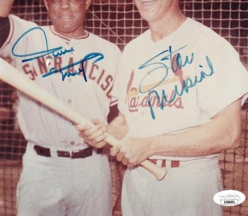 Стан Музиал и Уили Мейс Подписаха Бейзболен снимка 8x10 с Автограф от JSA COA - Снимки на MLB с автограф