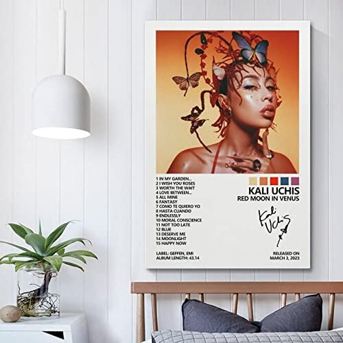 SUANYE Кали Uchis Плакат на Червената Луна на Венера Корица на Албума Плакат за Спални Козметична Декоративна Живопис на Платно Стенно Изкуство 12x18 инча (30x45 см)