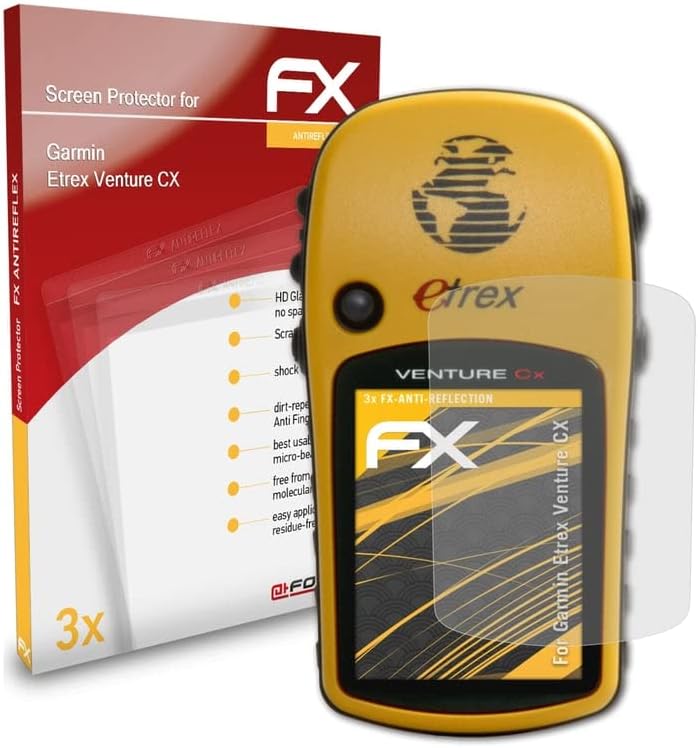 Защитно фолио atFoliX, съвместима със защитно фолио на Garmin Etrex Venture CX, Антибликовая и амортизирующая защитно фолио FX (3X)