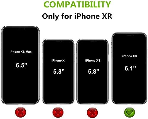 iCoverCase за iPhone XR Чанта-портфейл с Отделения за карти, Титуляр, Поставка от Изкуствена кожа Премиум-клас, Двойна Магнитна закопчалка, Сверхпрочный устойчив на удари Защитен калъф за iPhone XR 6,1 инча (черен)