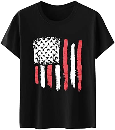 Тениски на 4 юли, Ризи за Жени, Тениска с Къс ръкав и V-Образно деколте, Американското Знаме, Звездите, Шарени Патриотическая Риза, Туника, Върхове