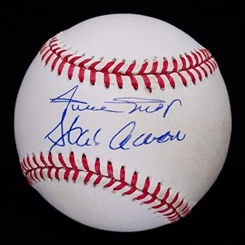Редки Бейзболни топки Уили Мэйса и Ханк Аарон с Двойно Автограф JSA LOA ONL BB99564 - Бейзболни топки С автографи