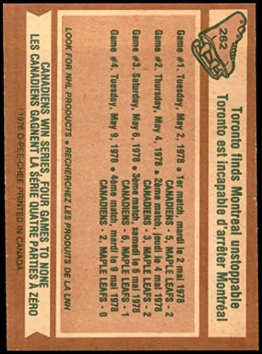 1978 О-Пи-Джи 262 Полуфиналите на Купа Стенли - Канадиенс обыграли Мейпъл Лийфс (Хокейна карта) БИВШ