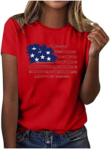 Патриотични тениска с Американския Флаг, Дамски Тениски на 4 юли, Тениски с Принтом Знамена на САЩ, Звезди И Ивици, Летни Тениски 2023