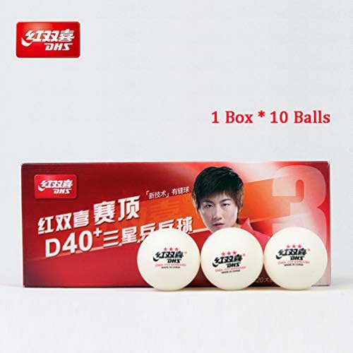 DHS ABS D40 + 3-Звезден Бяла топка за тенис на маса, Официална топка на световното първенство по тенис на маса, 10 топки / Кутия, 10 топки (1 Кутия х 10 топки)