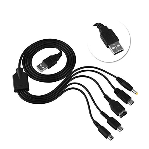 HonHe 5 в 1 Кабел USB за зарядното устройство за NDS Lite/Wii U/3DS/GBA SP/PSP, Мултифункционален USB-Кабел за зареждане с кабелна етаж под