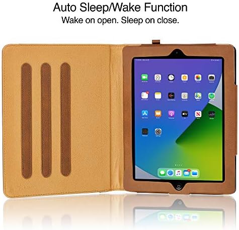 S-Tech iPad Air 2 поколение на 9.7-инчов smart-калъф, Мек Кожен портфейл, Магнитен калъф-поставка за заспиване / събуждане, за Apple (модел A1566 A1567), моделна година 2014, (кафяв)