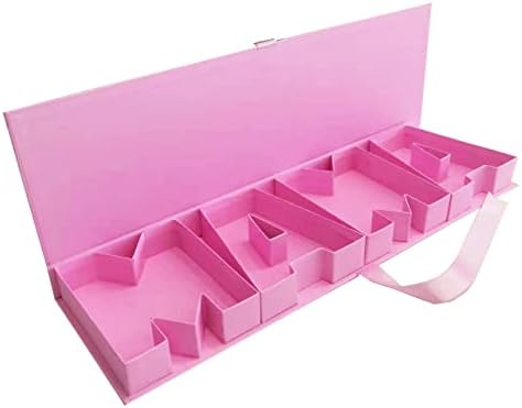 WENPACK Е Подарък кутия с цветя за Деня На Майката За мама Картонена Опаковка с пълнител във формата на буквата Шоколадово апликации ягоди Бонбони (MOMpink)