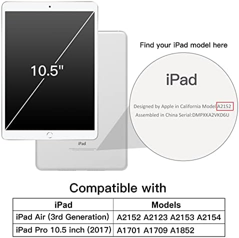Калъф JETech за 10,5-инчов iPad Pro и iPad Air 3 (10,5-инчов 2019, 3-то поколение), Защитно Твърда делото, Мека на Допир Поставка за таблета, автоматично включване / изключване (черен)