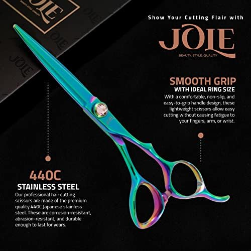 Професионални ножици за подстригване на коса Jole - Силни и точни японски Ножици за подстригване от неръждаема стомана - 6,0 Зелени Ножица за подстригване на коса с огледален блясък и остра бритвенной кант
