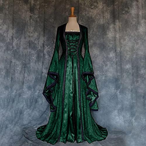 Дамски костюми от епохата на Възраждането, средновековни костюми WYTong, рокля с ръкави-тръби, готическата ретро рокля, реколта рокли с дълъг ръкав