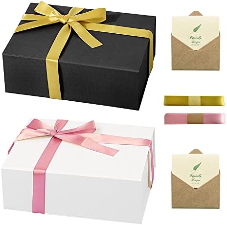 Подарък кутия OLIXUZYH 2 опаковки 11 х 8 х 3,6 с магнитен капак, Луксозна Декоративна подарък кутия с Подарък карта, Плик с лента за Коледа, деня на Благодарността, Ден на раждане, Датата на Сватбата, Бала, Нова година,