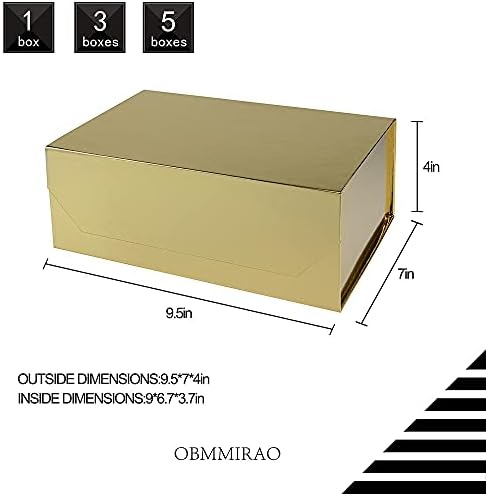 OBMMIRAO Актуализация 1 бр. Златна Подарък кутия 9,5x7x4 Инча, Здрава Подарък кутия с капак за подарък опаковки, Сгъваеми Кутии За съхранение с магнитна закопчалка, Кутия за предложения приятелките си на булката, Сгъваема