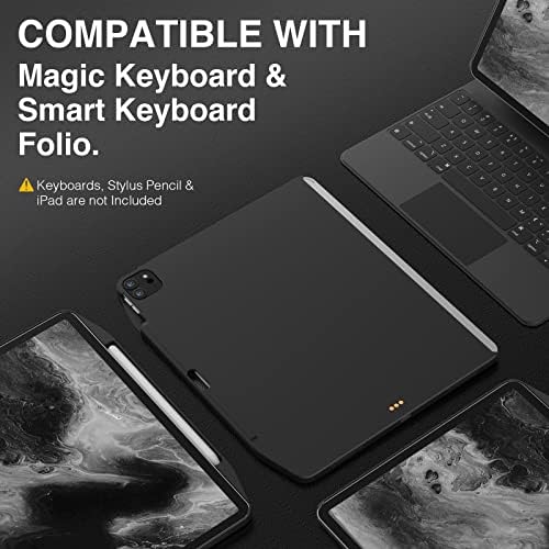 Магнитен калъф SwitchEasy CoverBuddy 2021-2022 за iPad Pro 12,9 (5-6-то поколение) с държач за моливи, който е съвместим с Magic Keyboard [Поддържа зареждане на Apple Молив] (клавиатура в комплекта не е включена) (сажди)