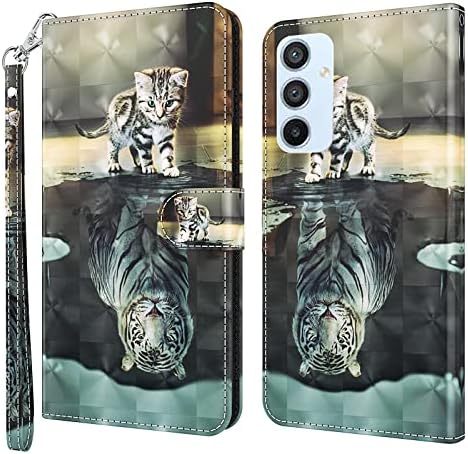 Калъф за телефон ALILANG за Samsung Galaxy A54 5G, Premium калъф с панти магнитна закопчалка и функция за стойка, Държач за карти, калъф от изкуствена кожа за Samsung A54, една чанта-портфейл Cat & Tiger