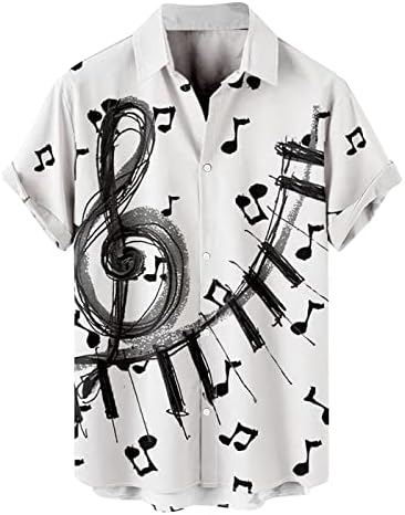 Мъжки Ежедневни Ризи с копчета и Къс ръкав, Лятна Плажна Риза Редовен Намаляване в Ретро стил С Джаз Музика Принтом, Хавайска Риза За Боулинг