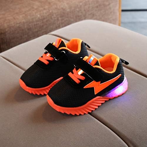 Детски Обувки за малки момичета и момчета, дишаща мрежа светещ led спортни обувки за джогинг, Детски обувки за ходене За момичета (оранжево, 4-4,5 години)