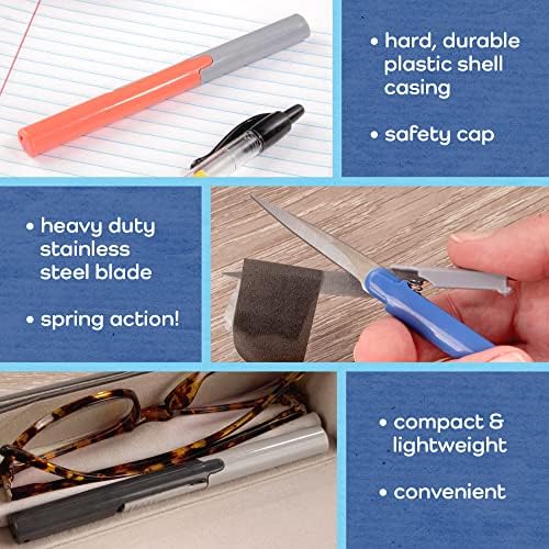 Преносими Пътни ножици За разрохкване джобни шевове в стила на химикалки BambooMN Penblade - Тъмно синьо, лилаво и дървени въглища - по 1 чифт