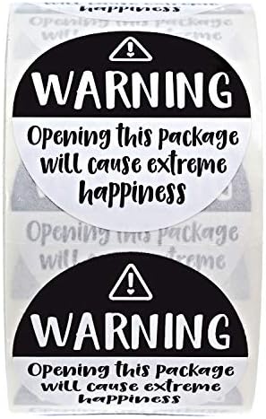 Черно-бяло Приказно предупреждение: Етикети с надпис Extreme Happiness / 500 Стикери за малки бизнес парцели / 1,5-инчов Етикети С Надпис Happy Mail Envelope Seals/Произведено в САЩ