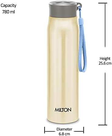 Бутилка за вода Milton Handy 850 от неръждаема стомана, 780 мл, Лимон, зелена | Запечатани | Удобна за носене | Бутилка за фитнес | Дома | Кухни | Туризъм | Тракинга | Бутилка за пътуване