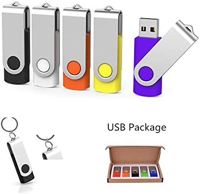 Aiibe 5 опаковки от 128 GB флаш памет, USB-памет и 128 GB флаш памет USB 2.0 Memory Stick 128 GB Jump Drive Zip дискове (128 GB, 5 смесени цветове: черен, Червен, Жълт, бял, лилав)