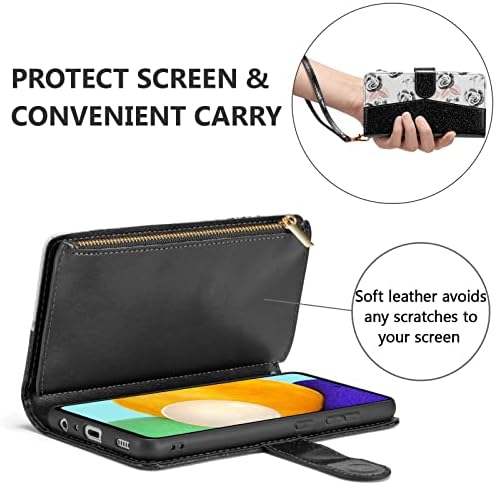 Чанта-портфейл UEEBAI за Samsung Galaxy а a53 5G, лъскава чанта от изкуствена кожа с магнитно закопчаване, джоб с цип, калъф-поставка, отделения за карти, каишка за китката, противоударная флип-надолу капачка от TPU