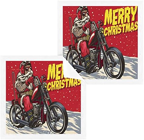 Kigai 2 Салфетки за Мотоциклетист на Дядо Коледа – Меки Кърпи За лице, За фитнес, Хотелски и спа качество, Кърпи за Многократна употреба отпечатъци От Чист Памук