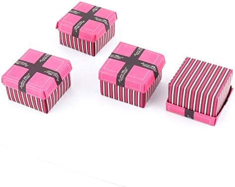 Картонени правоъгълни кутии Подарък за Валентинок Ruilogod в лента, 4 бр, Розово-розови (id: ecd fa4 a22 b66 1c9