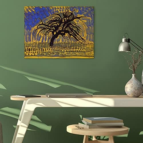Художествен Плакат на Пит Мондриан Синьо дърво, Печат върху Платно, Стенни артистични Щампи за Декор на стени, Декорация на Помещението, Интериор на Спални, Подаръци, 24x32 инча (60x80 см), Без рамка