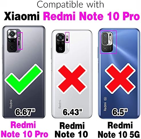 Съвместим с Xiaomi Redmi Note 10 Pro Калъф-портфейл и Защитно фолио за екран от закалено Стъкло, Кожен Флип-Държач за карти, Чиния, Аксесоари за телефони, Калъф за Redme Note10 10Pro Max, Женски, Мъжки, Лилав