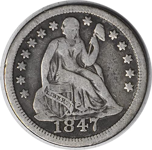 1847 Rv Дата на десятицентовике с надпис Liberty Отменя Основна Несертифицированную VF