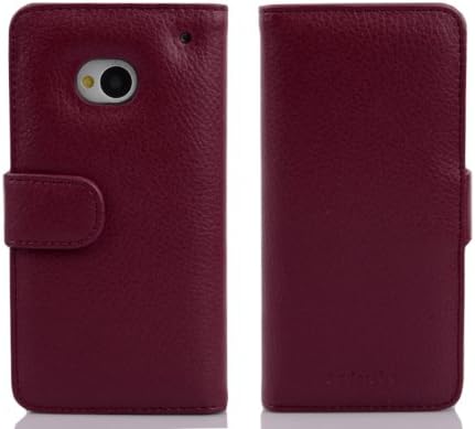 Калъф-за награда Cadorabo, съвместим с HTC ONE M7 (1. Gen.) Бордо-лилав цвят - с магнитна закопчалка и 3 слота за карти в Чантата си Etui Cover, калъф от изкуствена кожа с панти капак