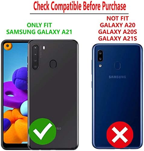 Калъф за телефон Samsung Galaxy A21, [НЕ е ПОДХОДЯЩ за A21S / A20], с [Защитно фолио от закалено стъкло пакет] Circlemalls, 6-подножието Противоударная броня, Сверхпрочная поставка за крака с клипс за колан - Зелен