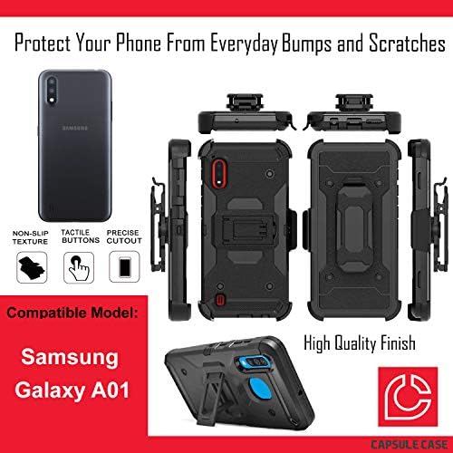 Калъф Ohiya, който е Съвместим с Galaxy А01 [Хибриден трансформатор, Ударопрочная поставка, черен калъф с клипс за колан за Samsung Galaxy А01, всички телефони-носители (Blue Tie Dye)